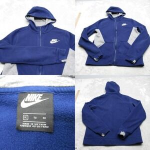 Nike Hoodie Youth XL Blue Gray Colorblock‎ Fleece Full Zip Thumbholes Sweatshirt